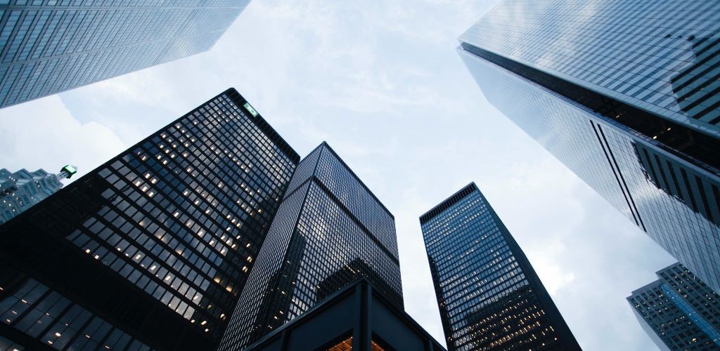 Tower buildings in a finance district.